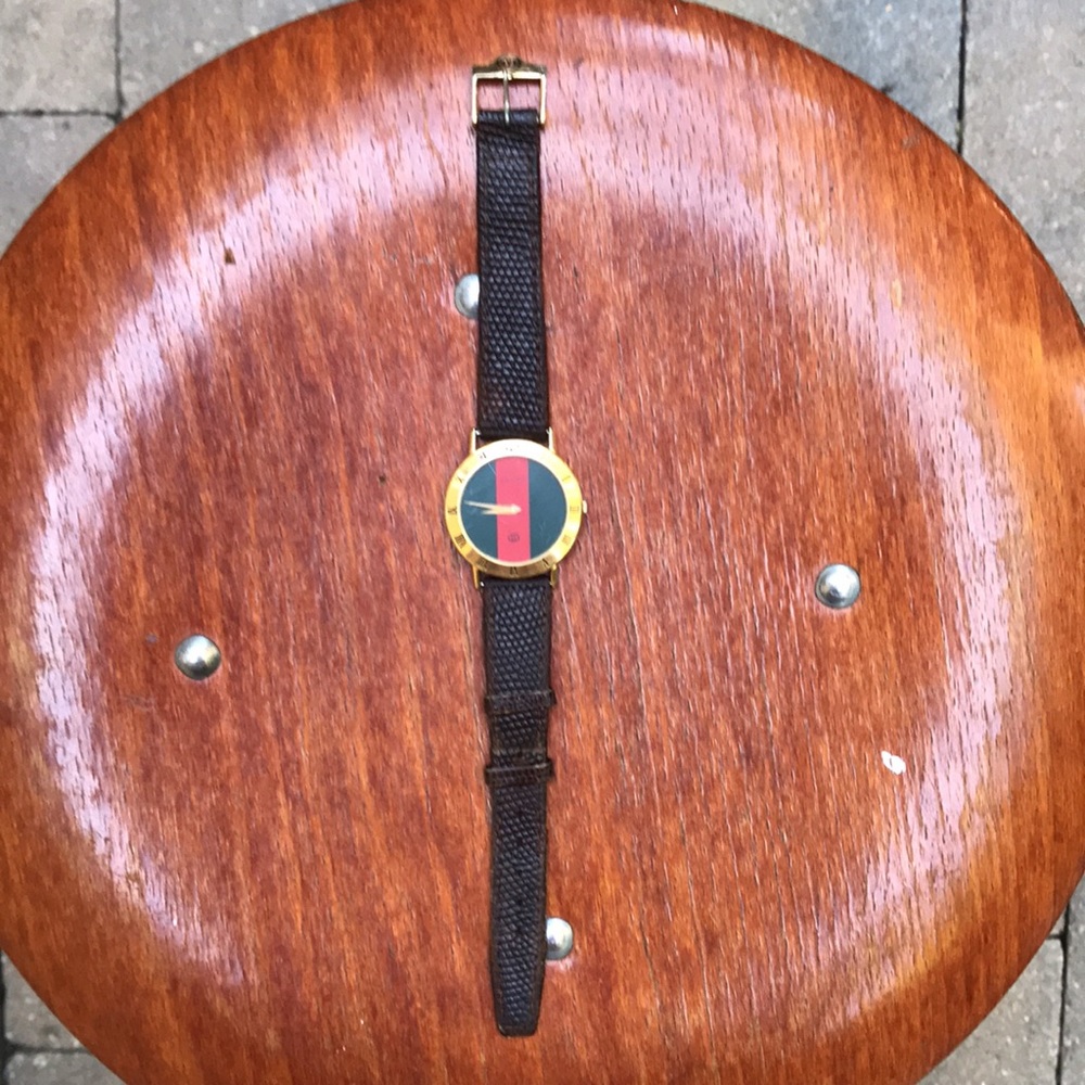 Unisex GUCCI 3000M Iconic Wristwatch Gold Plated Orig Lizard Strap. NEW BATTERY! - Picture 5 of 14